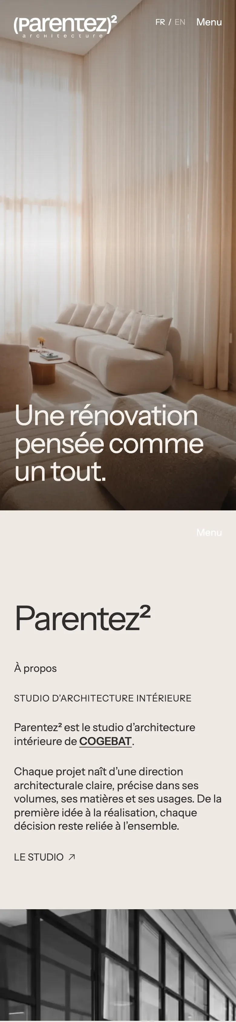 Parentez², page complète sur mobile